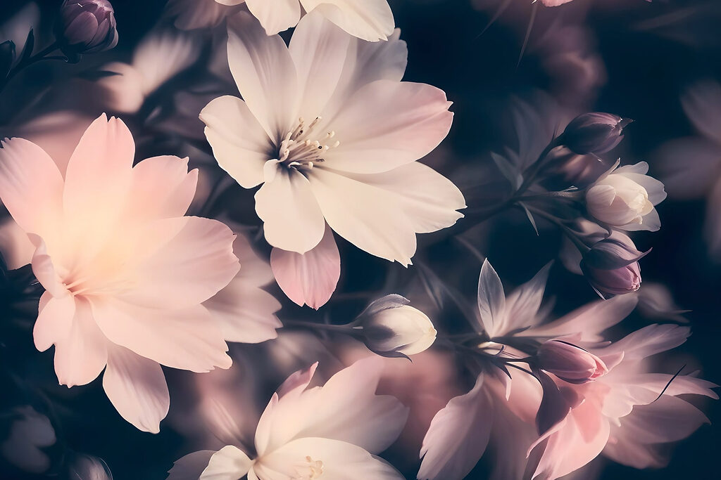 Delicate blossoms in soft shades
