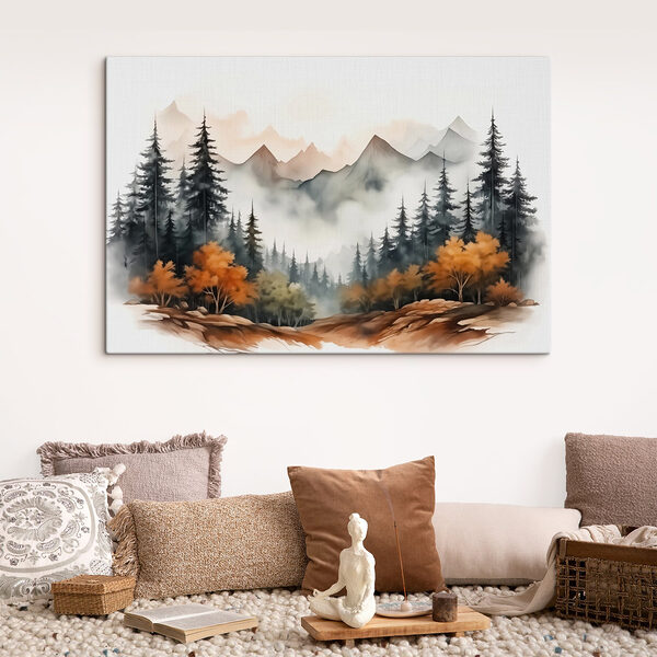 Pictura de o pădure și munți Pictura de o pădure și munți