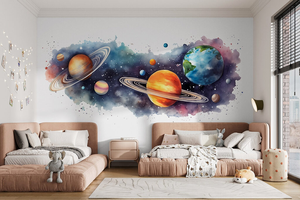 Planets and stars in space