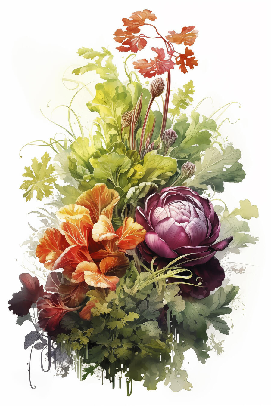 Buchet de flori și frunze