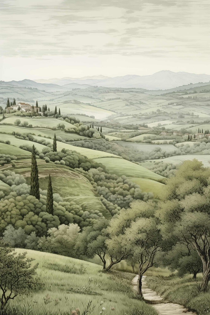 Landscape with trees and a house Landscape with trees and a house
