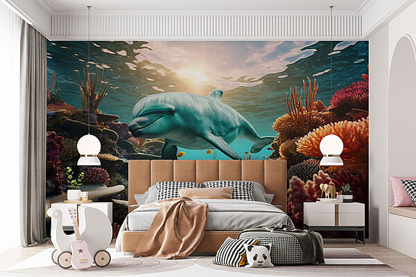 Delfin înotând în ocean Delfin înotând în ocean