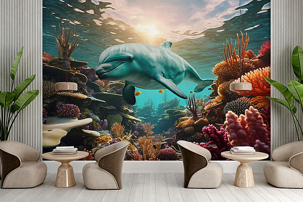 Delfin înotând în ocean Delfin înotând în ocean