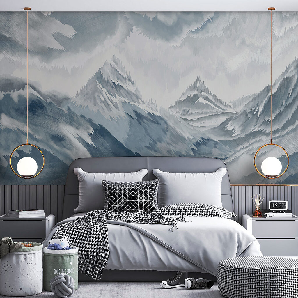 Painting of mountains and clouds Painting of mountains and clouds