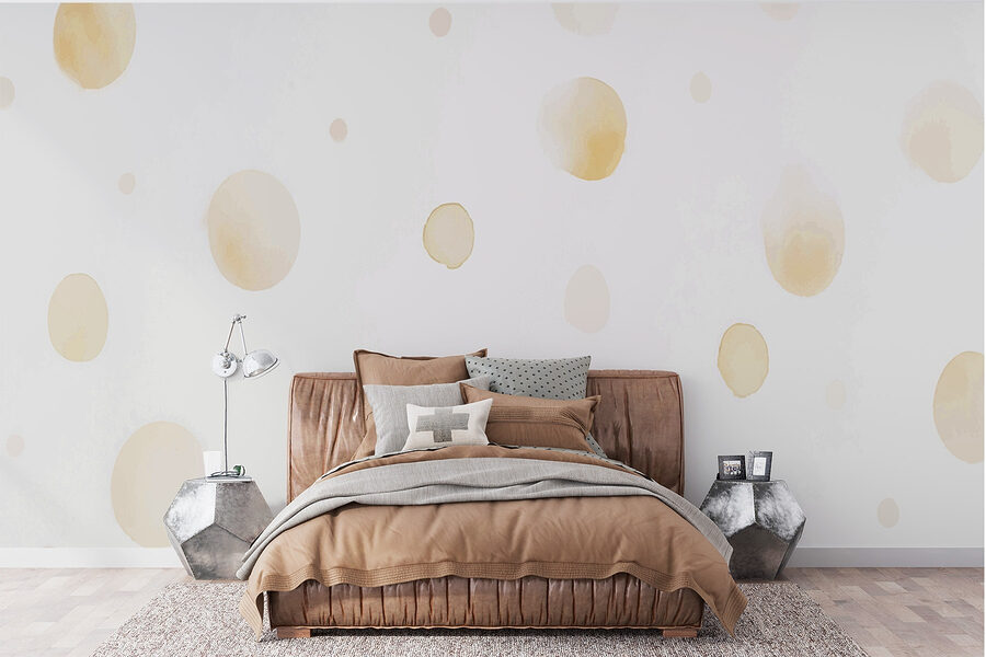 Fototapet Alb și galben polka dot tapet - imagine 2