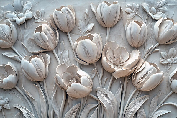 Floare albă sculptată pe un perete Floare albă sculptată pe un perete