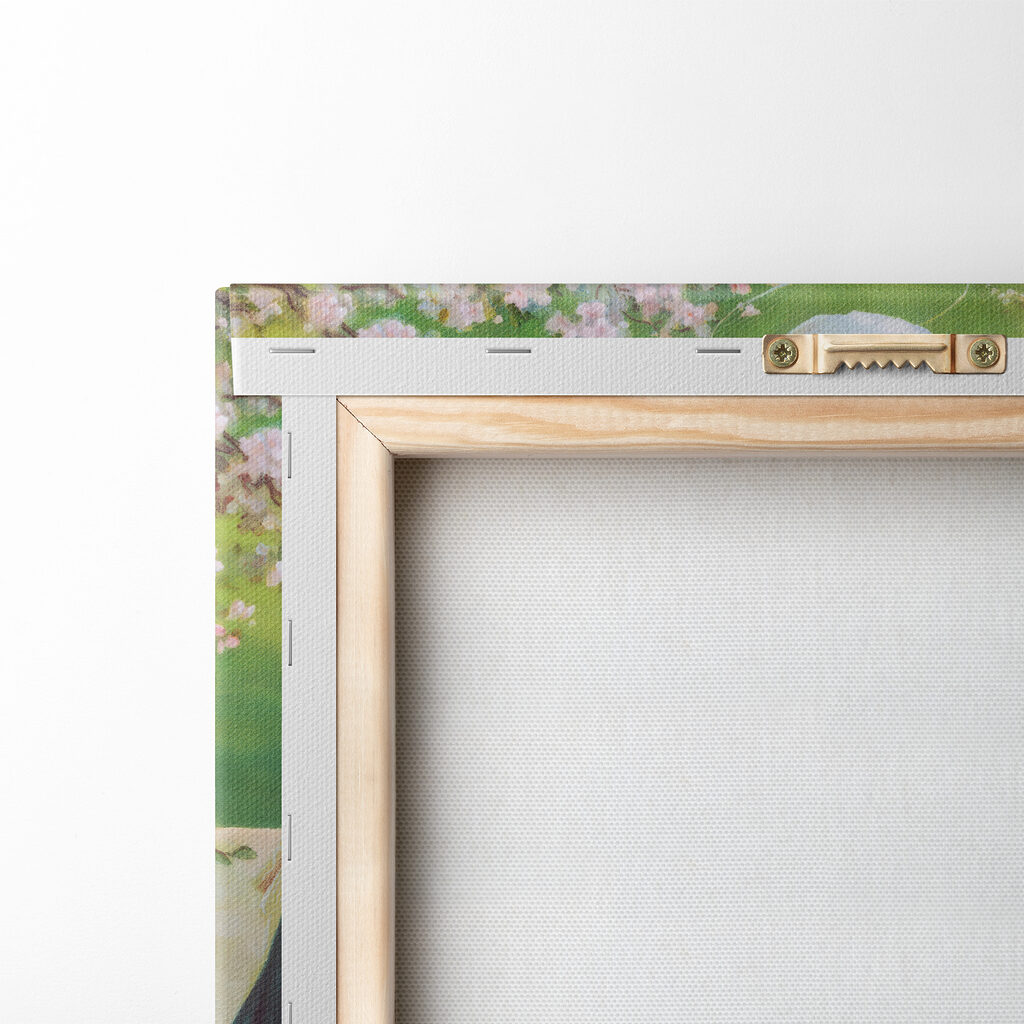 Painting of a man and woman holding a baby