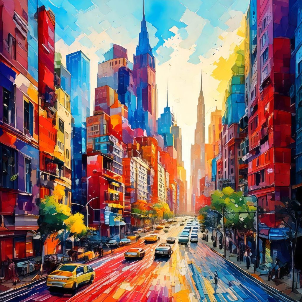 City street with cars and buildings