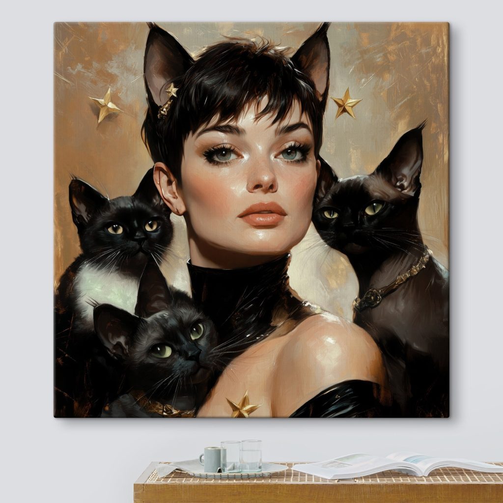 Woman with cats around her neck Woman with cats around her neck