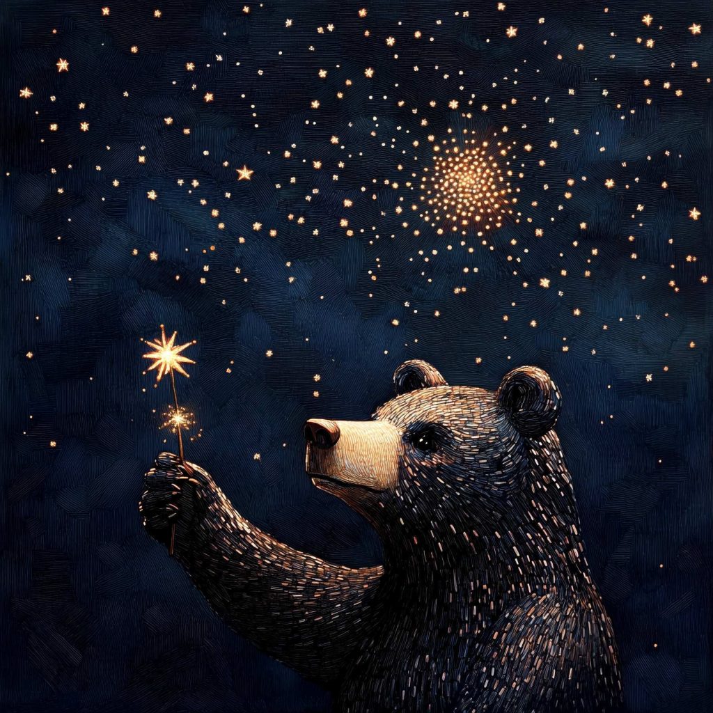 Bear holding a sparkler Bear holding a sparkler
