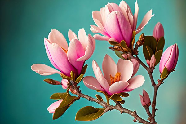 Magnoliile înfloresc pe cerul albastru Magnoliile înfloresc pe cerul albastru