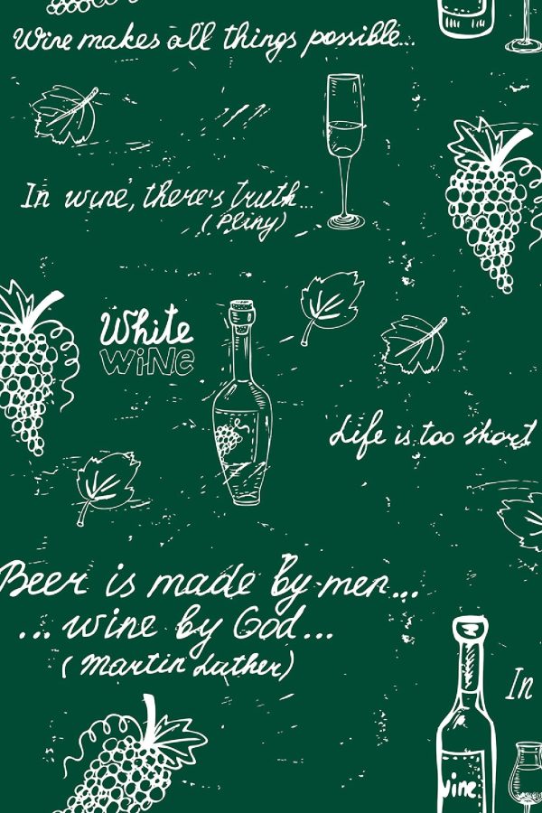 Tablă verde cu text alb și o sticlă de vin Tablă verde cu text alb și o sticlă de vin
