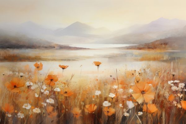 Pictura de flori într-un câmp Pictura de flori într-un câmp