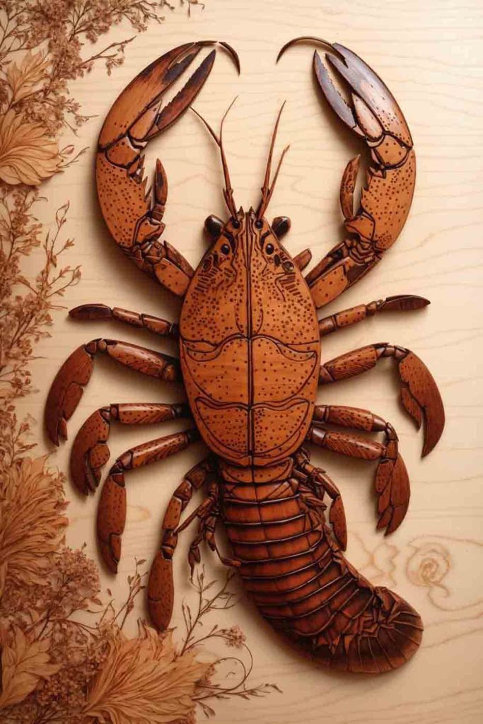 Lobster made out of wood