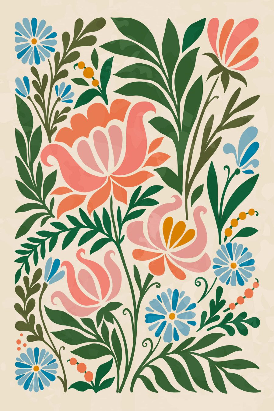 Design floral colorat pe un fundal alb