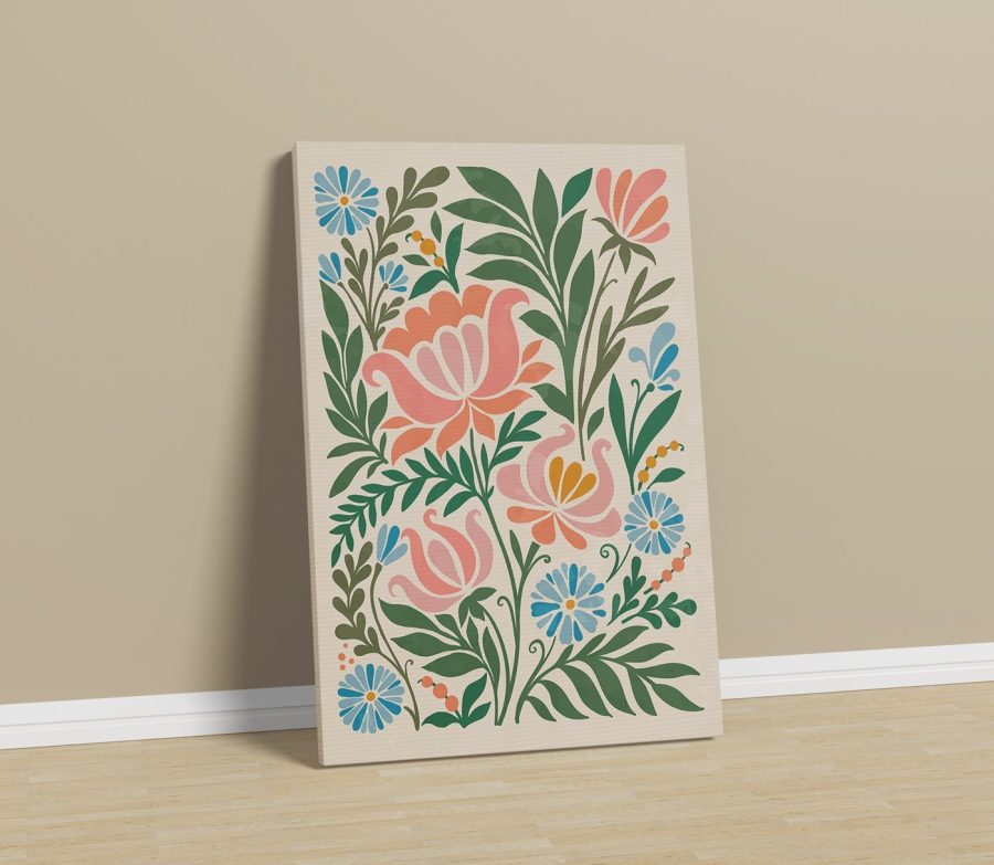 Design floral colorat pe un fundal alb