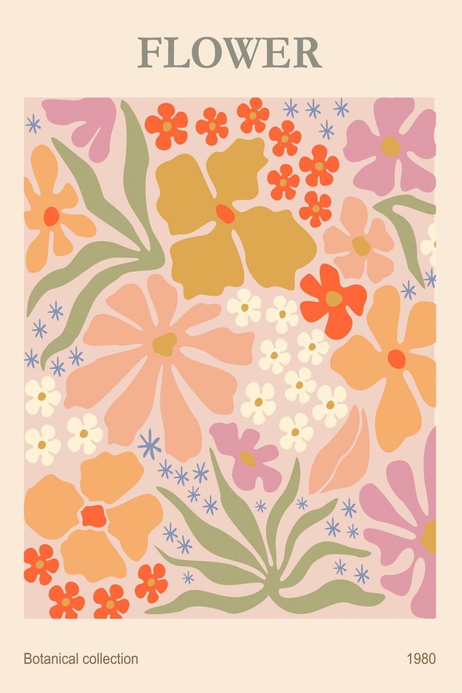 Model floral colorat pe un fundal roz