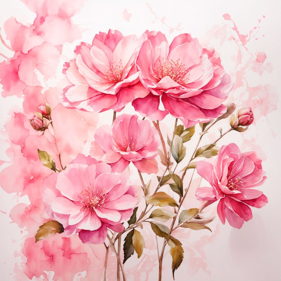 Pictura de flori roz