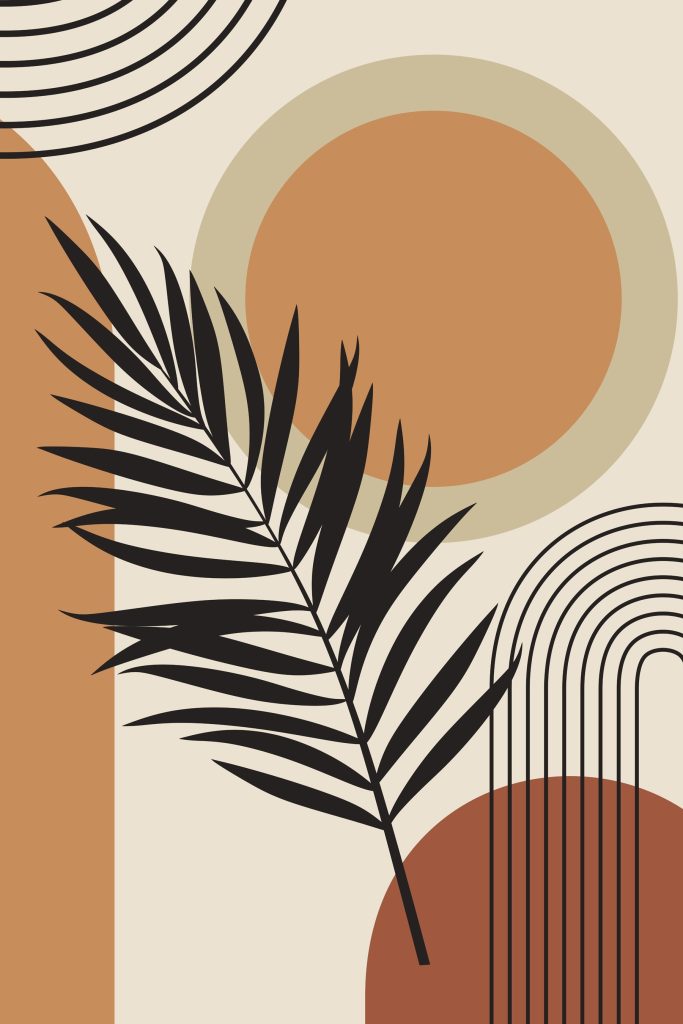 Leaf with a rainbow and circles