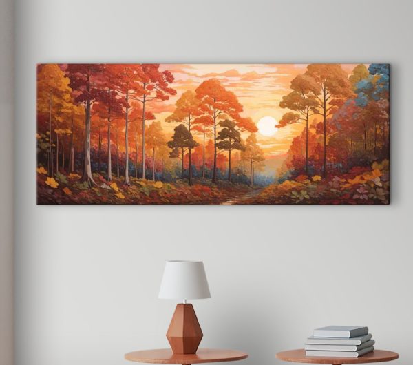 Pictura unei păduri cu copaci și un râu Pictura unei păduri cu copaci și un râu