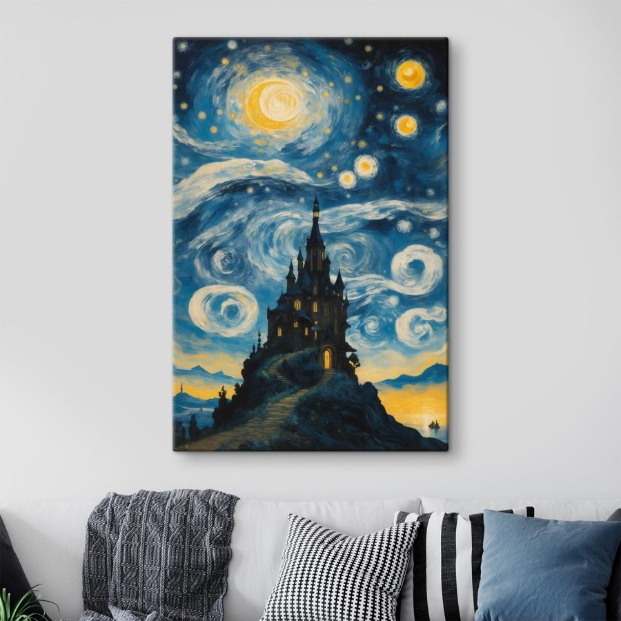 Pictura unui castel pe cerul nopții Pictura unui castel pe cerul nopții