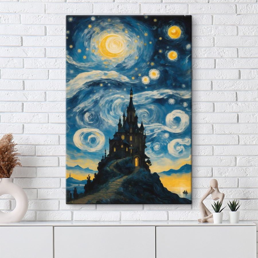 Pictura unui castel pe cerul nopții Pictura unui castel pe cerul nopții