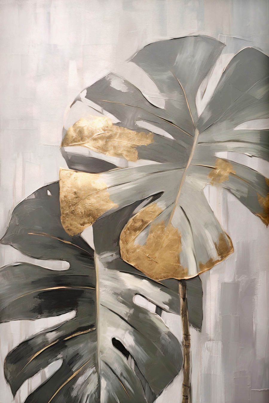 Monstera abstractă cu accente metalice