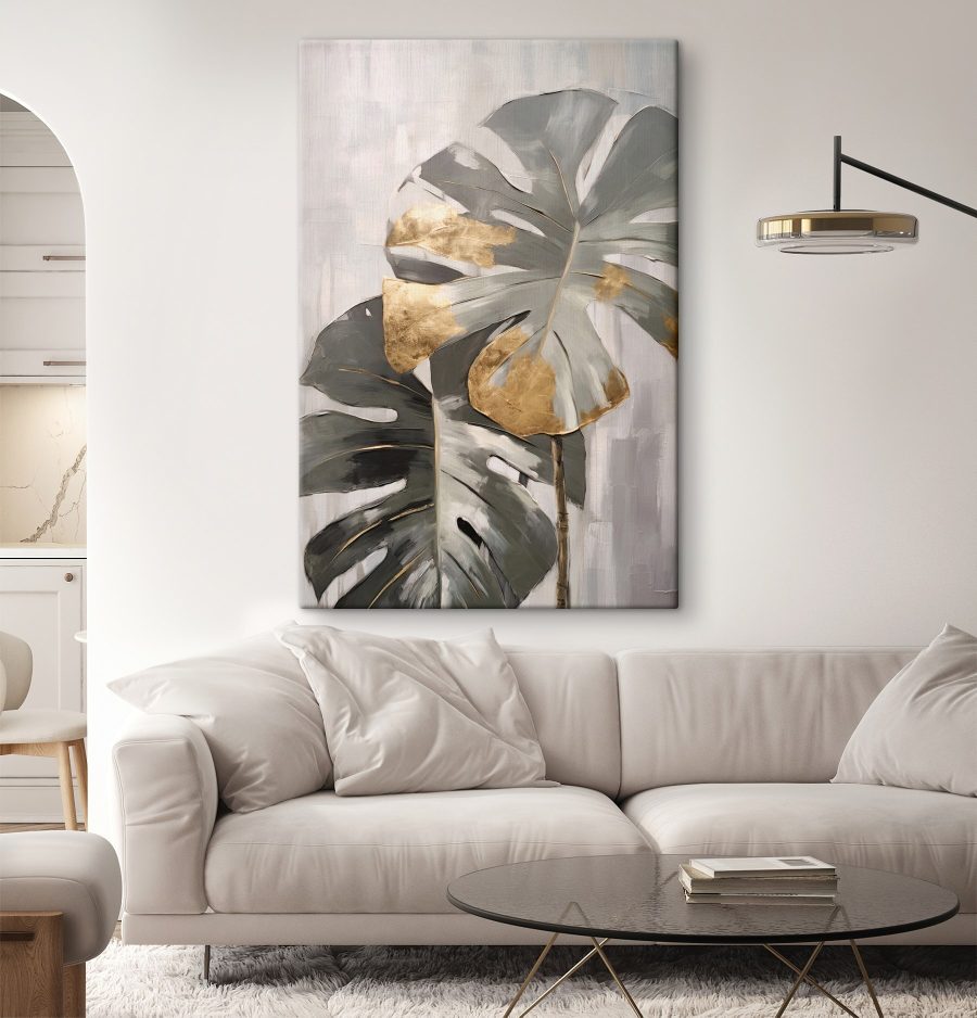 Monstera abstractă cu accente metalice