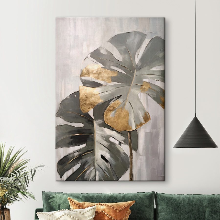 Monstera abstractă cu accente metalice