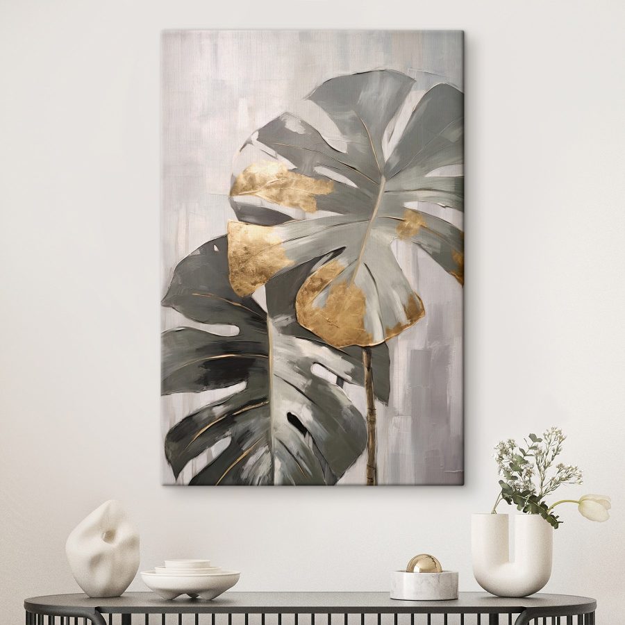 Monstera abstractă cu accente metalice