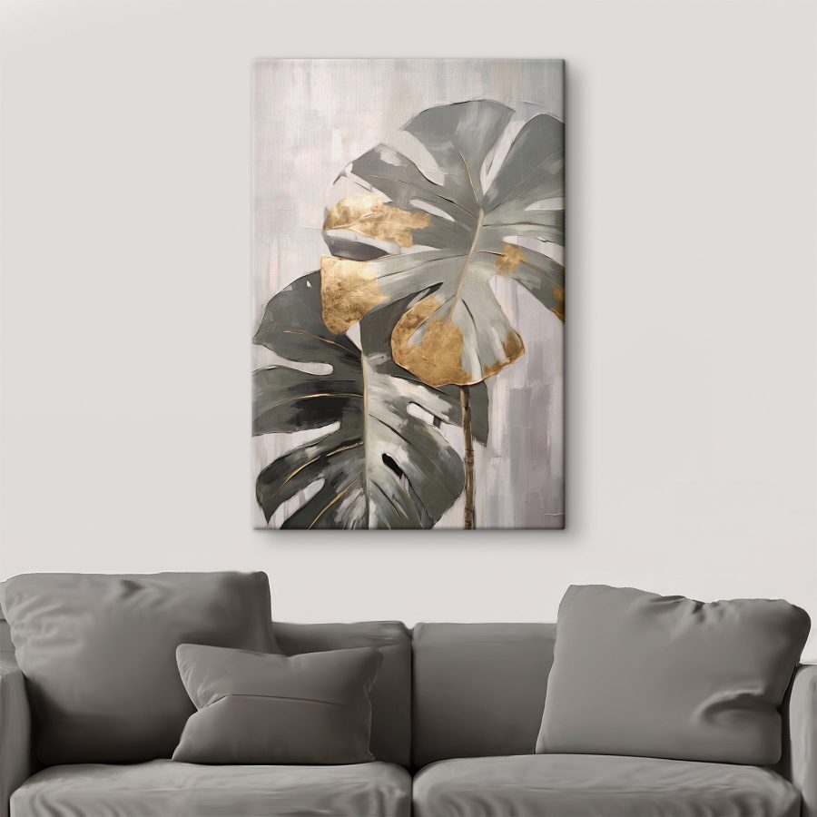 Monstera abstractă cu accente metalice