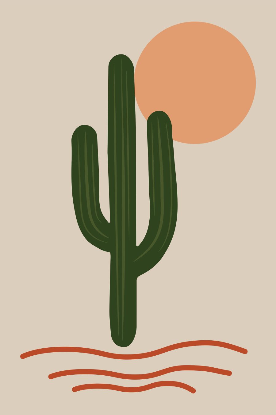Cactus cu un soare în spatele său