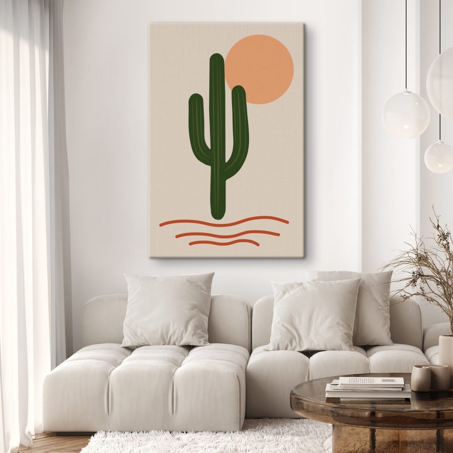 Cactus cu un soare în spatele său