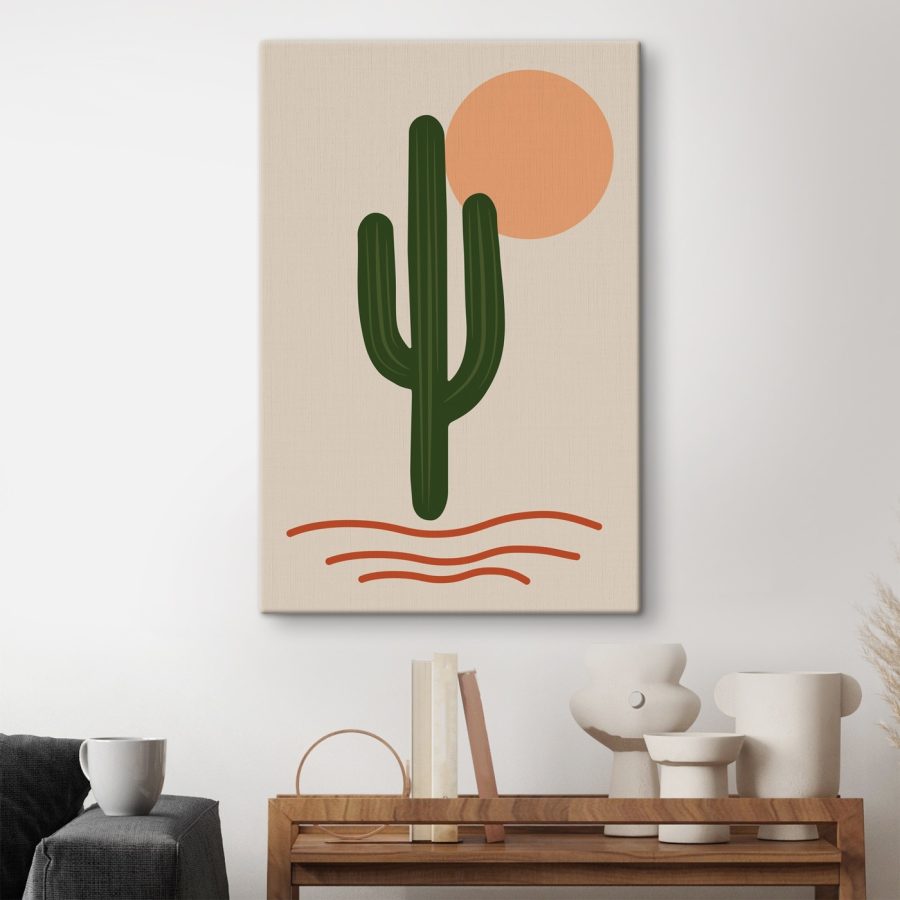 Cactus cu un soare în spatele său