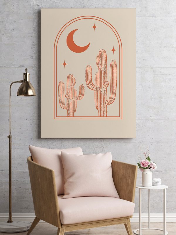Grafic de un cactus și luna Grafic de un cactus și luna