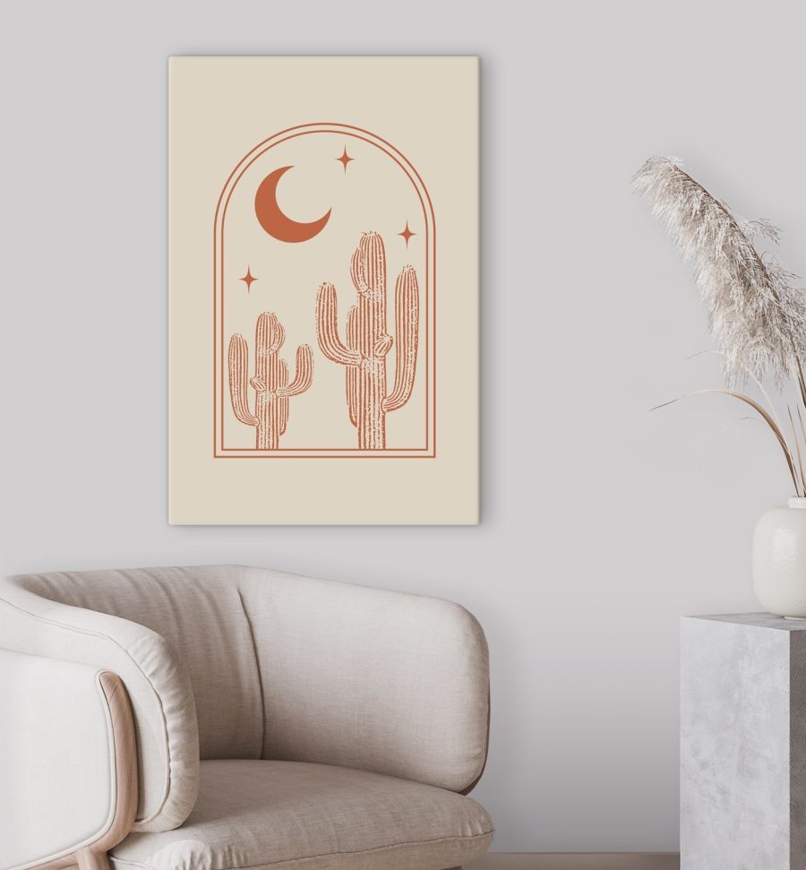 Grafic de un cactus și luna Grafic de un cactus și luna