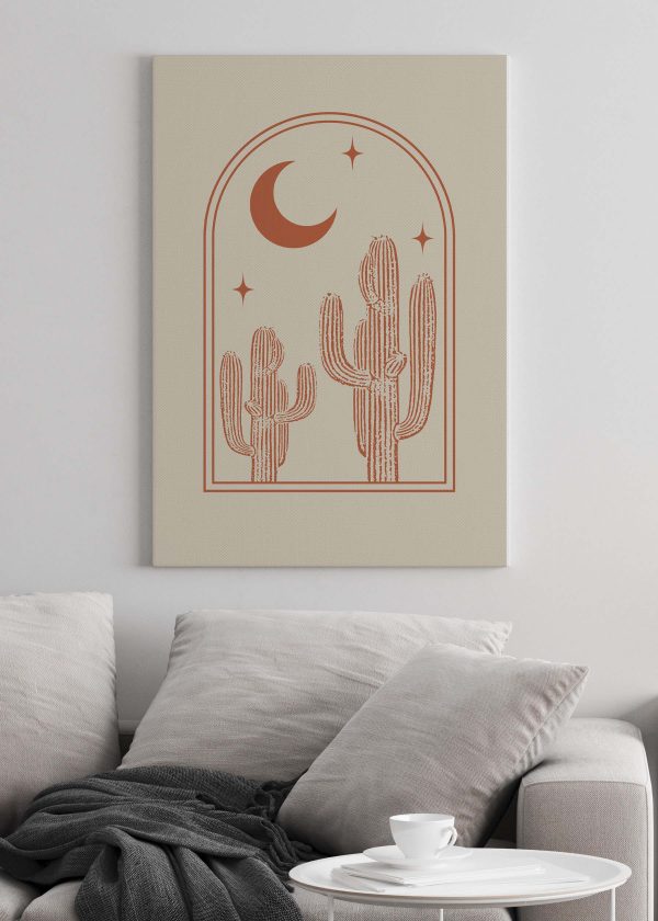 Grafic de un cactus și luna Grafic de un cactus și luna