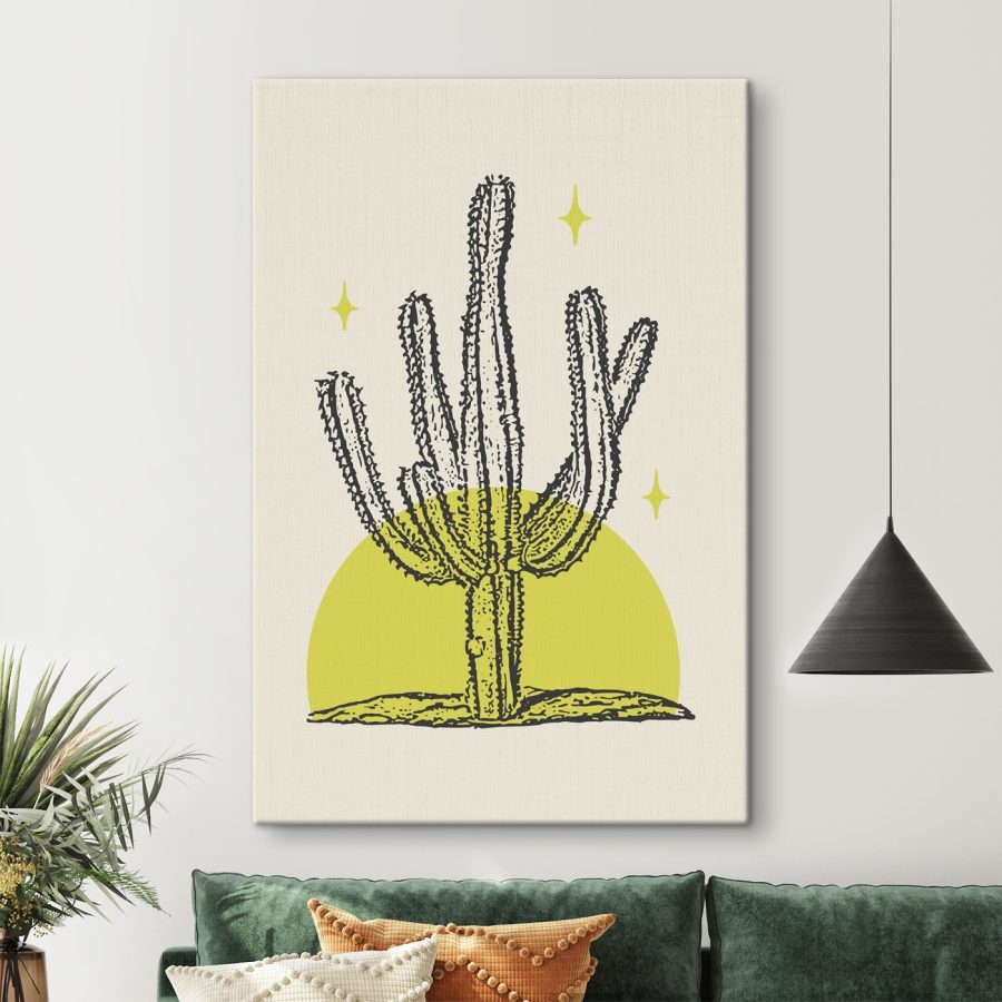 Cactus cu un cerc galben și stele