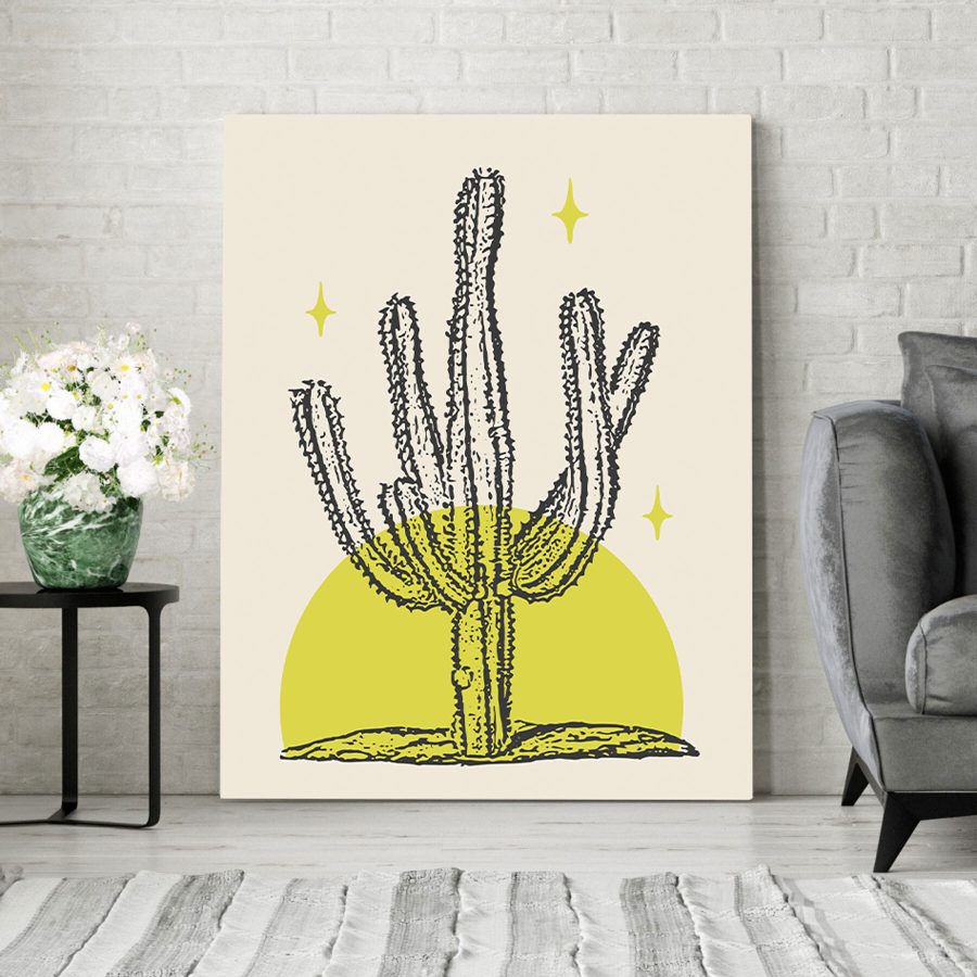 Cactus cu un cerc galben și stele