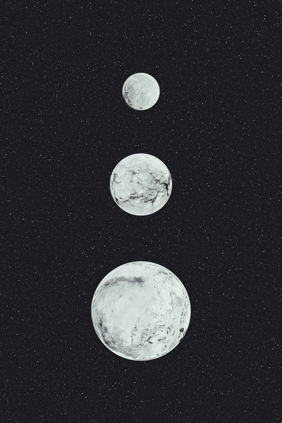 Grup de planete albe într-un rând