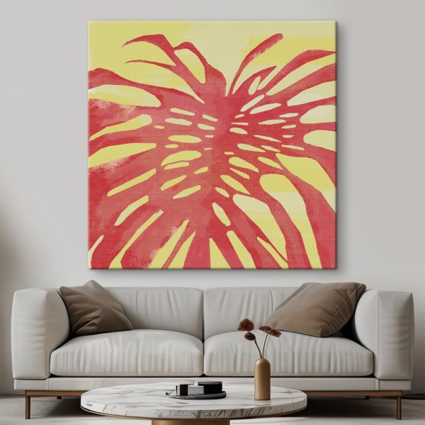 Red leaf on a yellow background