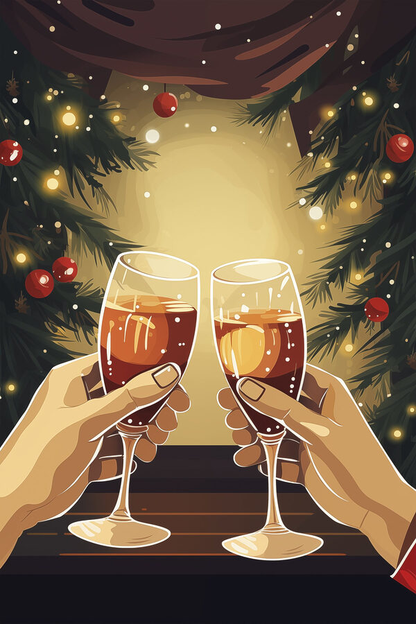 Desen animat de mâini care dețin pahare de vin Desen animat de mâini care dețin pahare de vin