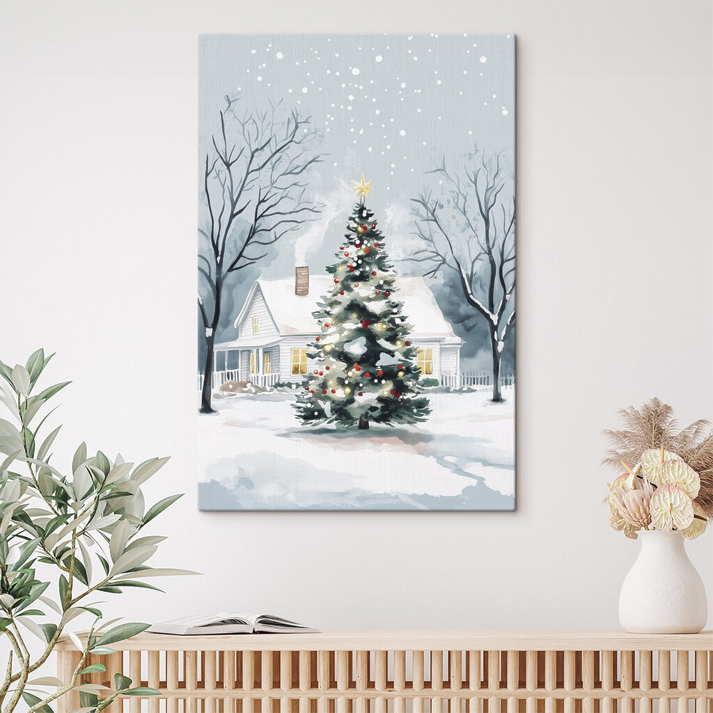 Christmas tree in front of a house Christmas tree in front of a house