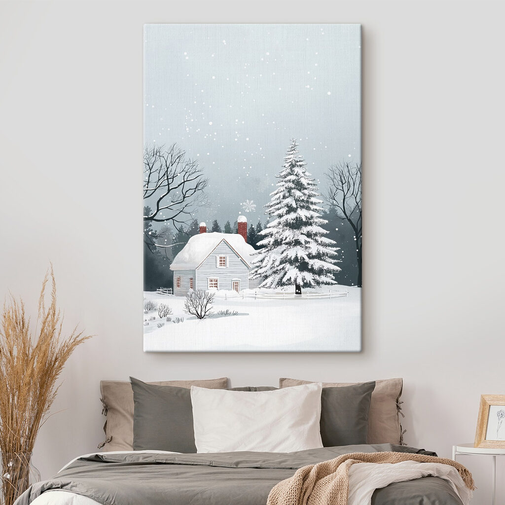 House with snow on the roof and a tree in the snow House with snow on the roof and a tree in the snow