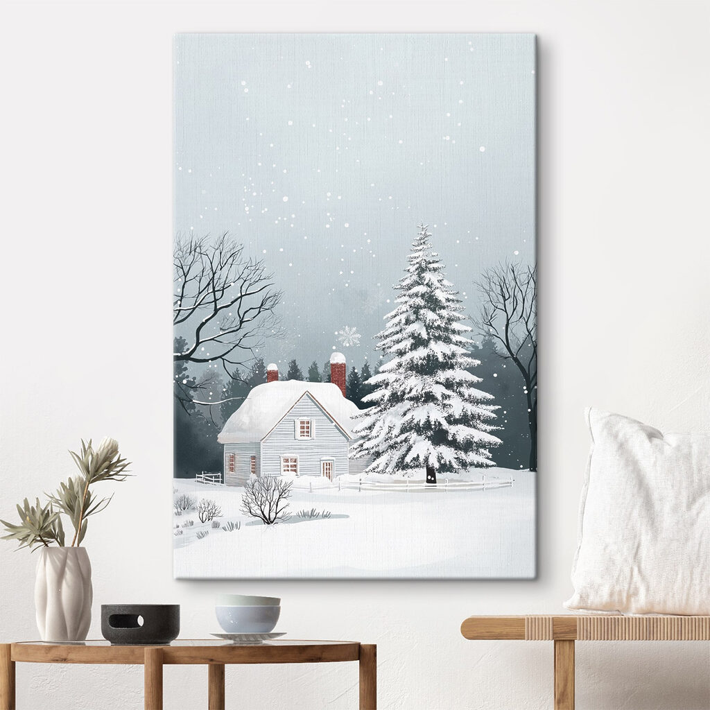 House with snow on the roof and a tree in the snow House with snow on the roof and a tree in the snow