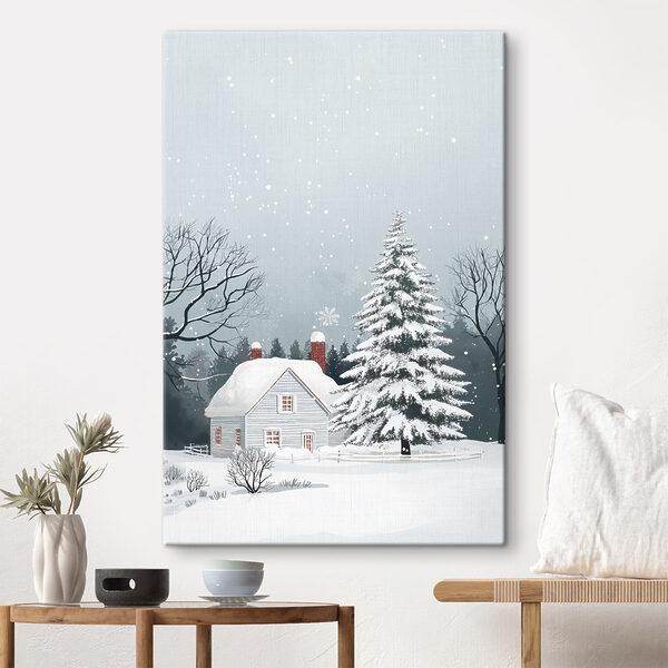 House with snow on the roof and a tree in the snow House with snow on the roof and a tree in the snow