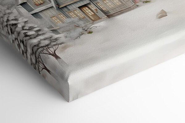 Snowy landscape with houses and trees Snowy landscape with houses and trees