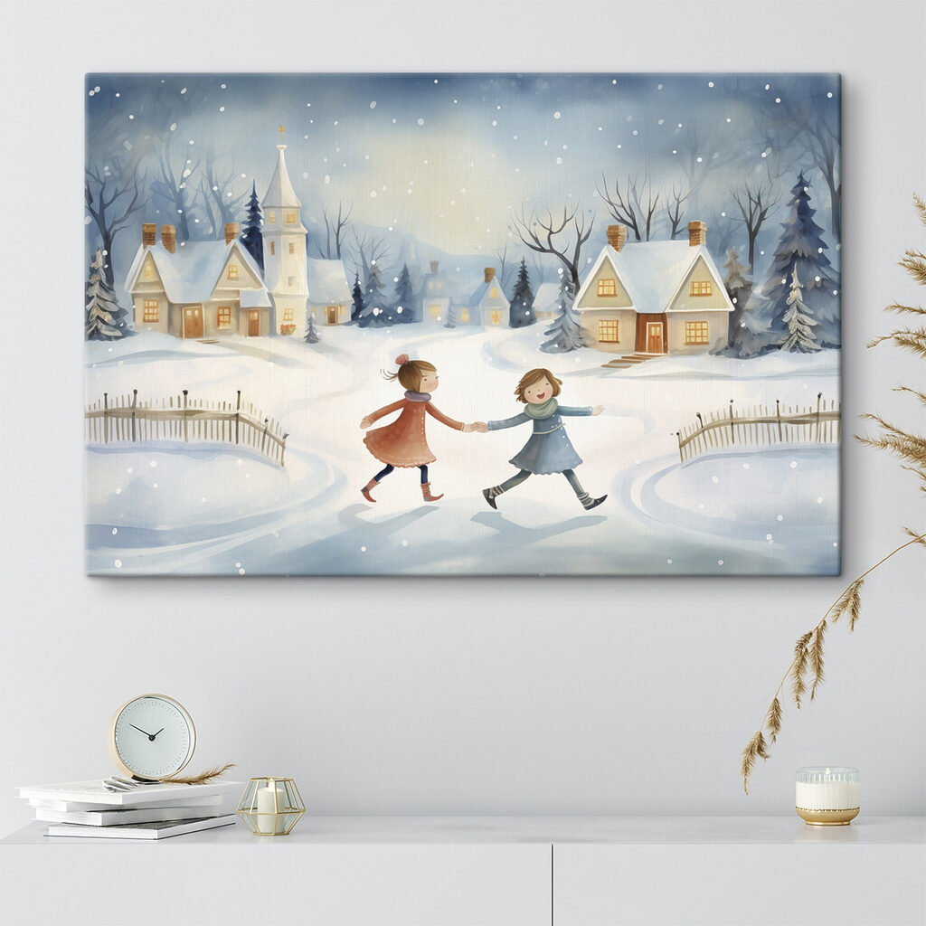 Couple of girls walking in the snow