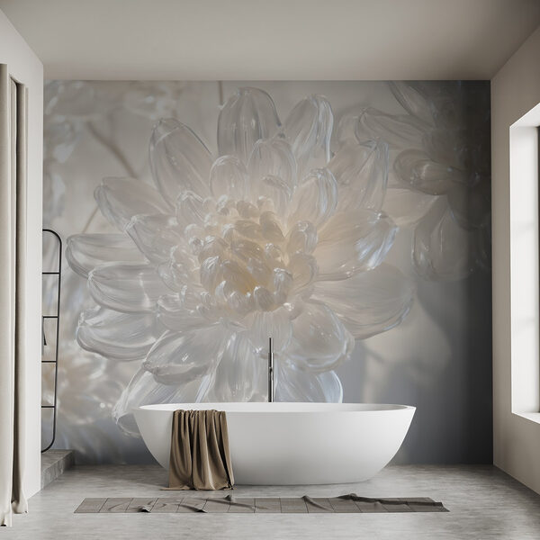 Sunt expuse sculpturi florale delicate din sticlă. Sunt expuse sculpturi florale delicate din sticlă.