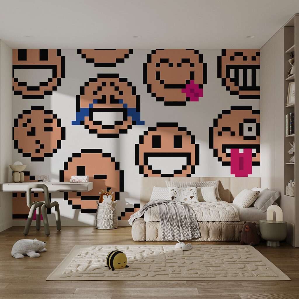 Seamless pattern of smiley faces